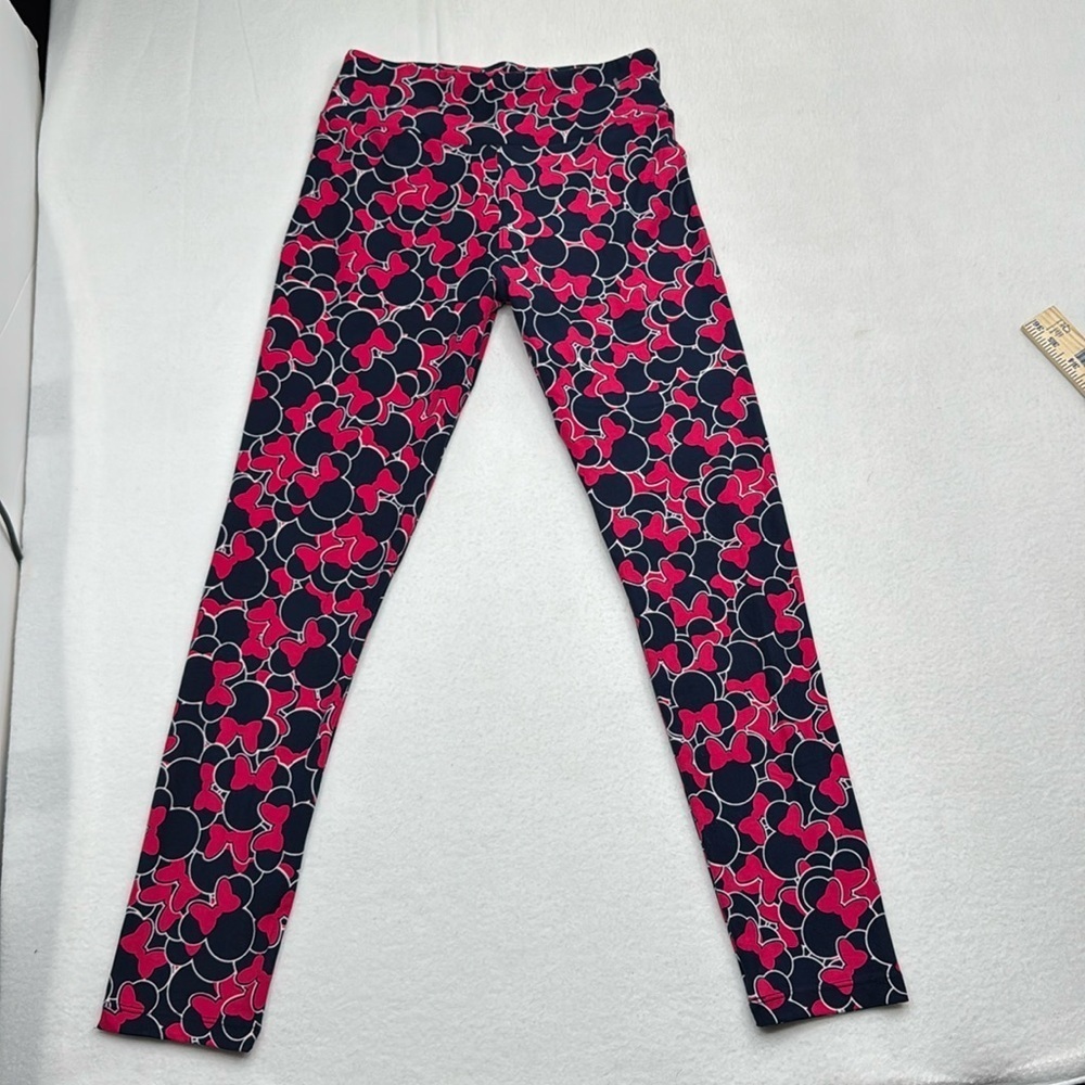 LuLaRoe Disney Collection Minnie Leggings hot pink and navy blue one size fits